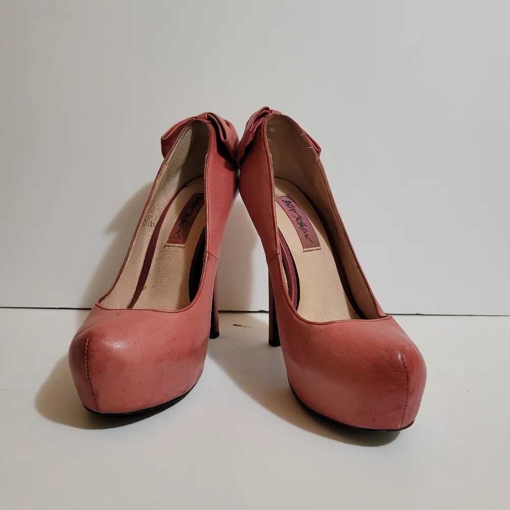 Betsey Johnson Platform Heels Nevaeh Pink Leather Shoes 6.5 Women's